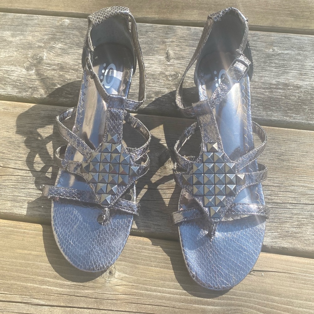 Studded metallic sandals- Denver Hayes